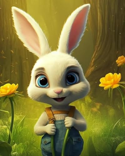 Xpdnmilq Anime-Häschen DIY KreuzstichSet mit Muster und Anleitung Stickset für Erwachsene 11CTStarter-Set Heim Wanddekoration -40x50cm