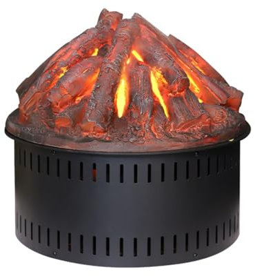 Cheminée à Vapeur d'eau Décoration de cheminée atomisée 3D, cheminée électronique Ronde rétro intégrée, Ornements de Charbon de Bois simulés, Flamme simulée Cheminée de Table