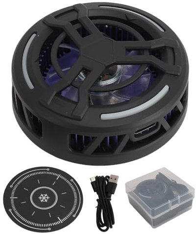 Enfriador Magnético para Tableta/Teléfono/Plataforma de Vapor/Interruptor, Ventilador Enfriador de Teléfono Portátil Ajustable de 3 Niveles con Iluminación Colorida, Pantalla de