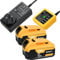 18V Fast Charger with 2 Batteries for Dewalt DCB184 DCB200 DCB180 DCB182 DCB181 DCB201 DCB204 DCB183 DCB185 DCB203 Replacement Batteries 6000mAh