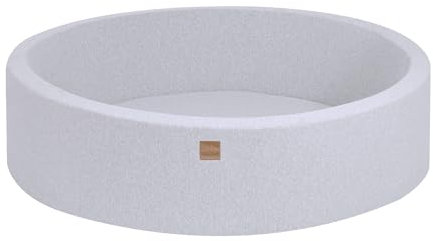 MEOWBABY Piscina de Bolas 120x120cm para Niños, Redonda, Algodón, Gris Claro