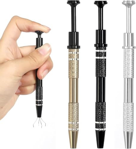 Pinza per Gioielli, Pinzetta per Gemme Diamante, 3 Pinzette per Gioielli in Lega con 4 Artigli, Piercing Pick-Up Pinze Diamante Grabber Catcher Strumento, per Perle Gioielli Orologi Occhiali