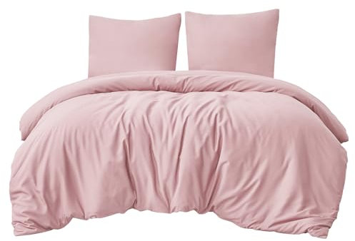 Aisbo Bettwäsche 220x240 3teilig Rosa - Mikrofaser Bettwäsche-Sets mit Reißverschluss, ÖKO-TEX Bettbezug 240x220 cm 3tlg mit Kissenbezug 80x80 cm, Weich und Bügelfrei