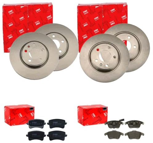 TRW Bremsscheiben + Beläge vorne + hinten passend für A4 B8 8K + A5 8T 8F