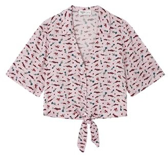 Springfield Blusa Corta para Mujer Estampada, Colección Culpables, Rosa, S