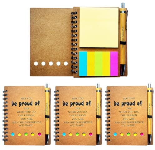 HEWASME 4 Set Spiral Notebook with Pen,Dankeschön Geschenk,Dankesgeschenke für Mitarbeiter,notizbuch a6,4 Set Spiralnotizbücher mit Stift,Büro-/Schulbedarf,inspirierende Notizblöcke in großen Mengen