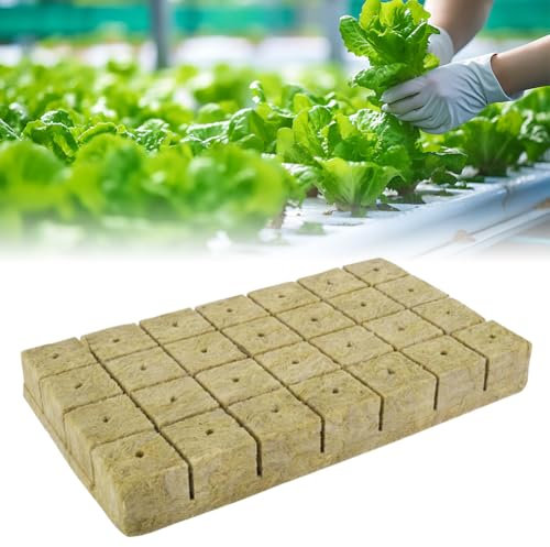 Steinwolle Anzucht 28 Stück Steinwolle Würfel Steinwolle Grow Anzucht Anzuchtmatte Steinwolle Anzuchtwürfel 4x4x4cm Steinwolle Pflanzen Umweltfreundlich und Gute Luftdurchlässigkeit