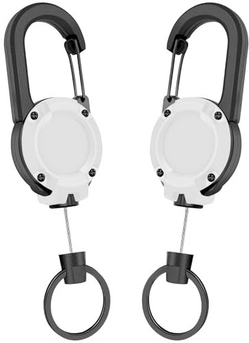 Criveple Schlüsselanhänger Ausziehbar, 2 Stücke Einziehbarer Schlüsselanhänger, Schlüsselband ausziehbar mit 60 cm Stahlkordel für ID Badge Holder, Kartenhalter, Schlüsselkarten (Weiß)