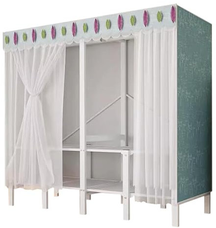 KLJUddGY Armario Armario de Moda, Armario de Hierro y Metal, Ahorra Espacio, Armario portátil para Colgar en el Dormitorio, Armario de Ropa fácil de Montar ordenado