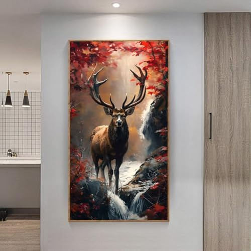 5D Diamond Painting Set, Diamant Painting Bilder Kit für Kinder Erwachsene, Hirsch DIY Crystal Strass Stickerei Painting Diamant Malerei Kit, Home Büro Wall Dekoration, für Frau Geschenk 40x70 cm L266