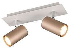 lightling 2-flammige Deckenlampe, Deckenspot Spotbalken, IP20 Indoor, exkl. 2 x GU10, max. 35W, Höhe 15 cm, Breite 30 cm, Metall, coffee