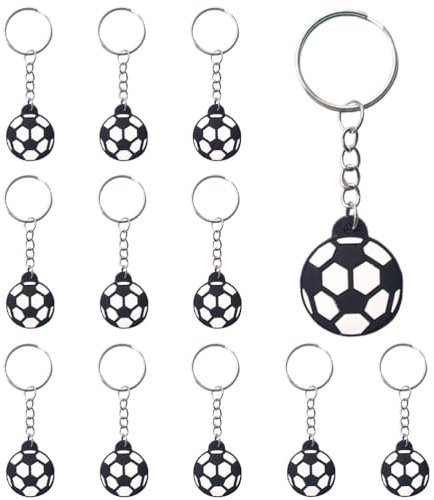 12 Stück Fußball Schlüsselanhänger Mini Fussball Sport Mitgebsel Schlüsselanhänger für Kinder, Football Key Chain, Fußball Party Schlüsselanhängern für Rucksäcke Party Dekorationen