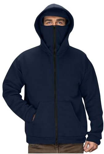 Generico Felpa Uomo con Zip e Cappuccio Invernale Giacca Pile Maglione in Morbido con Cappuccio da Uomo Top Felpe da Lavoro Sweater vestibilità Comoda, Casual, Sportiva, Calda, per Autunno e Inverno