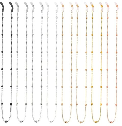 KEYRI 8 Pièces Chaîne de Lunettes Cordon Femme Coloré de Soleil Perle Chaîne Élégant Sangle de Retenue de Lunettes de Soleil Masque Cordon de Retenue pour Lunettes (Multicolore)