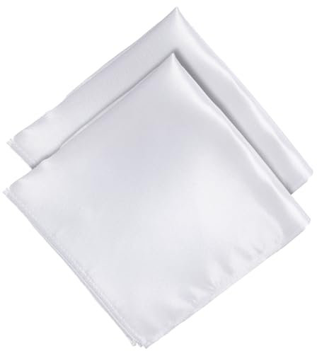 LLOUSSAK 2 Stück Satin Einstecktuch Weiss für Herren,Einfarbig Einstecktuch Seide,Weich Anzug für Hochzeit,Partys,Wichtige Anlässe,Abschlussbälle,Geschäftstreffen,Verabredungen(28 x 28 cm)