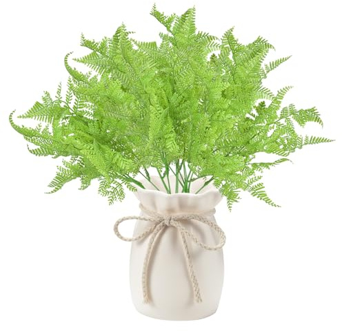 KASESSS 2 Pezzi Felce Piante Finte, Pianta Finta di felce di Boston, Foglie Finte per Decorazioni, Piante di Felce in Plastica Resistente Uv, Vasi da Fiori e Vasi Decorativi per Interni Ed Esterni