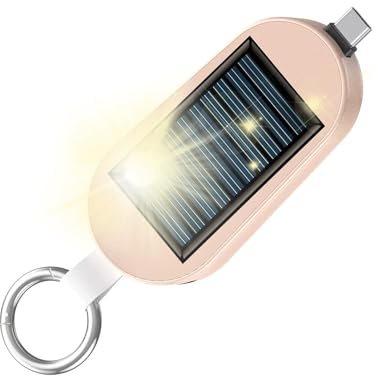 Solar Power Bank - Mini Keychain Charger with Solar Charging Panel and Type C Port, 3000MAH Portable Battery Pack | Wireless Watch Solar Power Bank for Travel, Camping, Hiking, Emergency Situations