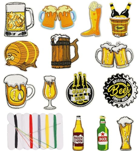 Aufnäher zum Aufbügeln auf Glasflaschen, alkoholische Getränke, bestickte Applikation zum Aufbügeln oder Aufnähen für Rucksäcke, Hosen, Hüte, Taschen, Jacken, Westen, Mäntel, Uniformen, Kleidung