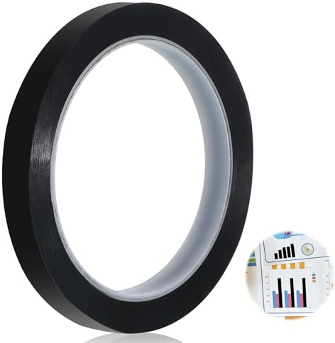 Klebeband Schwarz 50mX12mm Whiteboard Klebeband Selbstklebendes Band Whiteboard Markierungsband Raster Gridding Kennzeichnen Schwarzes Grafikband Künstler-Klebebands Dünnes Linienband für Zuhause