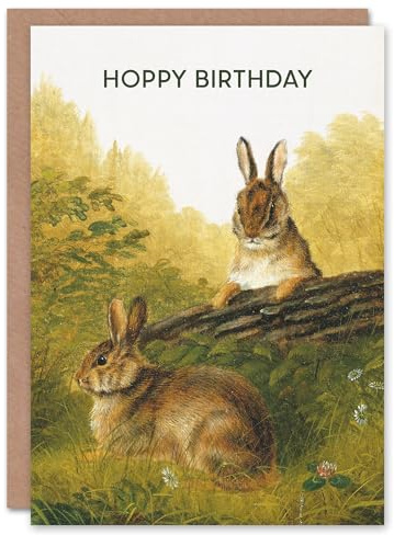 Artery8 Arthur Fitzwilliam Tait Birthday Card Rabbits on a Log Hoppy Pun