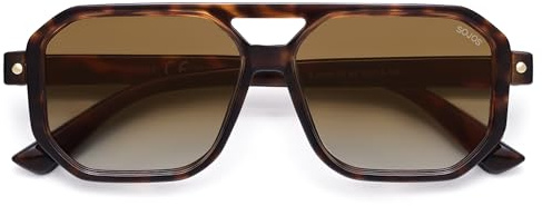 SOJOS Retro Polarisierte Quadratische Piloten Sonnenbrille Damen Herren Vintage 70er UV400 Schutz SJ2609, Gradient Braun