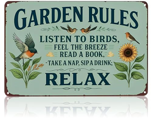 Personalised Garden Sign, Aluminum Garden Plaques for Outside Featuring Floral Design, Funny Garden Signs with Interesting Text for Man Women