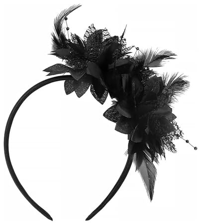 Feder Haarreif mit Künstlichen Blumen, 1920er-Jahre-Feder-Fascinator-Stirnband für Damen, Retro Haarband Haarreif Fascinator, für Karneval Cocktail Hochzeit Tee-Party Accessoires