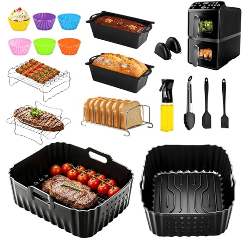 Kit Accessori Friggitrice ad Aria 29 Pezzi per Philips Airfryer Serie 4000 10L, Compatibile con NA460/NA462, Set Completo con Griglia e Accessori da Cucina