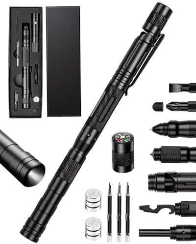 MOXTOYU Gifts for Men, 13 in 1 Multi Tool Pen with Compass, Valentines Gifts for Him, Multi Tool Gadgets for Men Teenage Boys, Mens Gifts for Dad Birthday Presents for Dad Camping Accessories