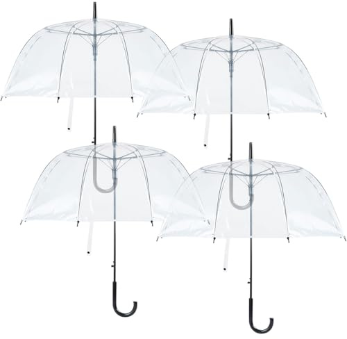 Ideoon Transparenter Regenschirm mit Automatik, 85 cm Durchmesser, klarer Glockenschirm für Damen & Herren, robuster Stockschirm mit Einhand-Öffnung