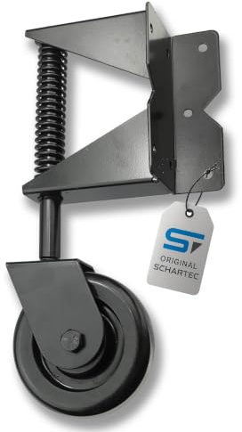SCHARTEC® Torrolle gefedert bis 100 kg schwarz 100 mm 360° Schwerlast Gartentor Stützrad Tor Torrad Drehtor Flügeltor Bauzaun Rolle