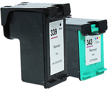 2 Druckerpatronen Tinte für HP Deskjet 5740 Officejet 6304 ersetzen HP339 und HP343 C8767EE C8766EE