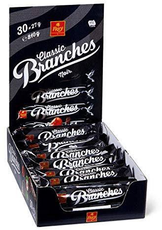 Frey Branches Classic Schokoriegel Noir 30er-Pack - Dunkle Schokoladen-Riegel mit Haselnusscremefüllung - Schweizer Schokolade - Großpackung 30 Stück à 27g einzeln verpackt / 810 g - UTZ-zertifiziert