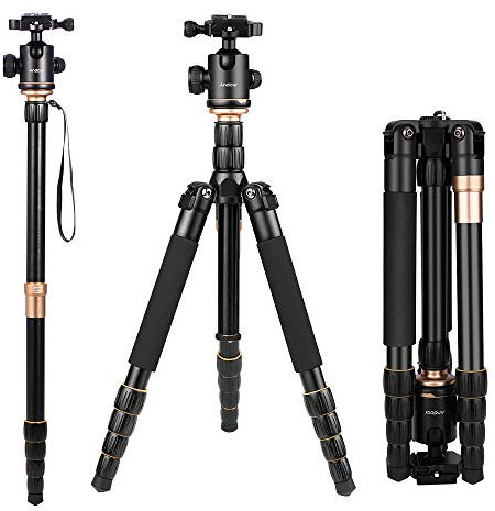 Camera Tripod, Andoer 153cm/60inch Foldable Portable Extendable Aluminium Alloy Tripod for Canon Nikon Sony DSLR Camera 1/4 Quick Release Plate, 360°Panorama Ball Head and a Carry Bag
