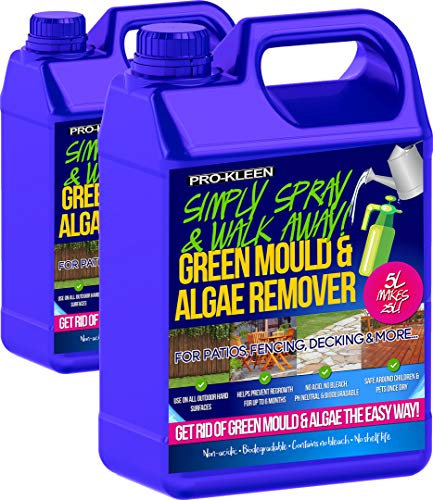 Pro-Kleen Patio Cleaner Simply Spray and Walk Away Green Mould and Algae Killer for Patios, Fencing and Decking 2 x 5 Litre Concentrate (Makes 50 Litres)