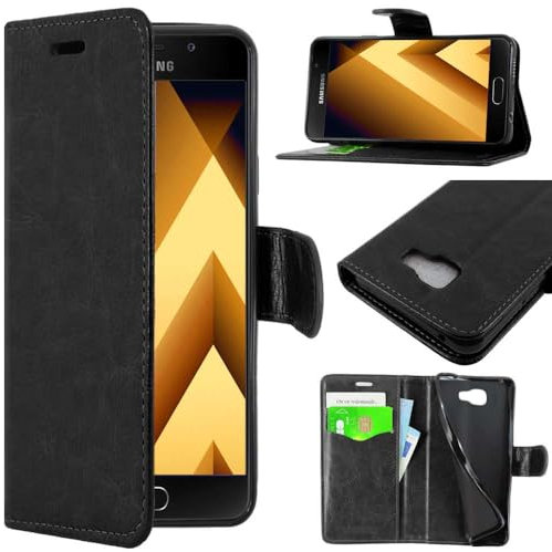 ebestStar - kompatibel mit Samsung Galaxy A5 2017 Hülle SM-A520F Kunstleder Wallet Case Handyhülle [PU Leder], Kartenfächern, Standfunktion, Schwarz [Phone: 145 x 71 x 7.8mm, 5.2'']
