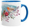 Kaffee-Tasse Vogel Rotkehlchen Blumen Misteln Watercolor Bird Weihnachten Christmas Autiga® blau unisize