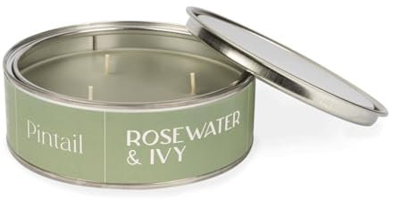 Pintail Candles Large 3 Wick Scented Candle Tin - Rosewater & Ivy