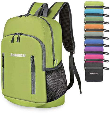 Bekahizar Faltbarer Rucksack Leicht Klein Wanderrucksack 20L Reiserucksack Tagesrucksack Tasche für Männer Frauen Jugendliche Outdoor Wandern Reisen