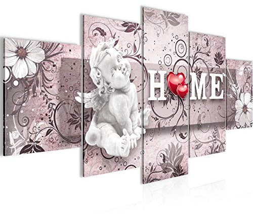 Runa Art Angelo Vintage Murali Tela Non Tessuta 5 Pezzi Slogan Rosa Grigio Camera Da Letto Corridoio 030853b