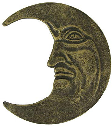 Mond-Wandskulptur, 30,5 cm, Gusseisen, Halbmondgesicht mit Bronze-Finish