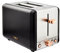 Tower T20036RG Cavaletto 2-Slice Toaster with Defrost/Reheat, Stainless Steel, 850W, Black and Rose Gold