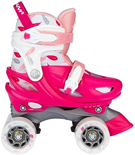 Nijdam Roller Skates Adjustable - Feather Drops - Fuchsia/Pink/White/Silver Grey - 25-28
