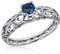 Tuscany Silver Damen-Bandring Schnörkel-Herz Solitär Zirkonia Aurora Borealis rhodiniert Größe 50
