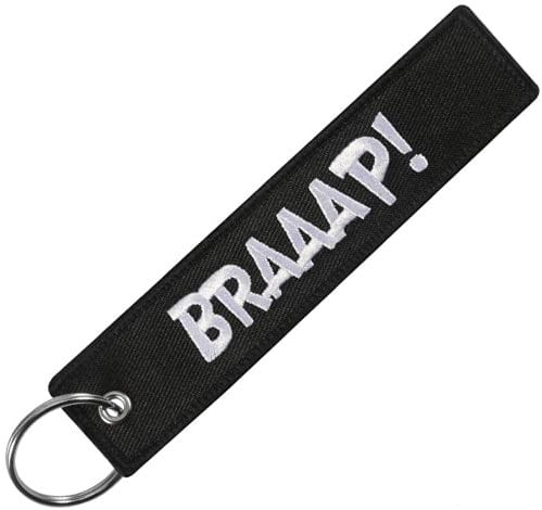 LLAVEROSMOTOR.ES Desconocido Porte-clés Moto, Porte-clés Voiture, Porte-clés Moto, Porte-clés Original Braap en Tissu, Noir/Blanc