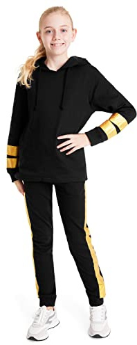 CityComfort Chandal Niña - Conjunto Sudadera Niña y Pantalon Chandal 4-14 Años (Oro, 7-8 años)