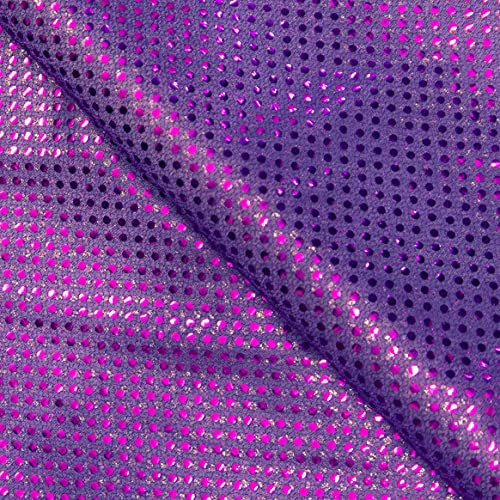 Tessuto con paillettes luccicanti e luccicanti, tessuto glitterato, larghezza 112 cm, colore viola al metro