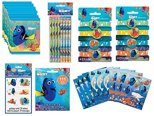Findet Dorie Findet Nemo Partyzubehör Favor Bundle Pack enthält Beuteln, Bleistifte, Tattoos, Aufkleber