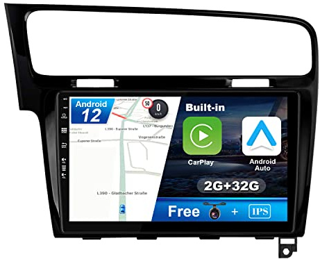 JOYX Autoradio Android 10 para VW Golf 7 (2013-2018) - [2G+32G] - Gratis Cámara - 10.1 Pulgada - GPS 2 DIN - 2.5D - Apoyo Dab 4G WLAN Bluetooth Carplay Mandos de Volante Carplay Android Auto - Negro