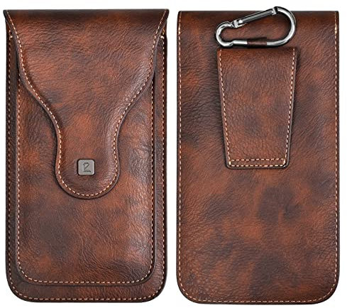 Eurtes Herren Handy Gürteltasche, Leder Handytasche Halterung, Portemonnaie mit Kreditkartentasche, Universal Doppelschicht Holster für iPhone Samsung Huawei Alle Telefone Unter 7.3 inch